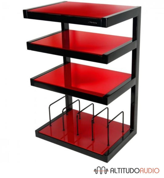 NorStone ESSE 4 Glass Shelf HiFi Audio/Vinyl Rack Red