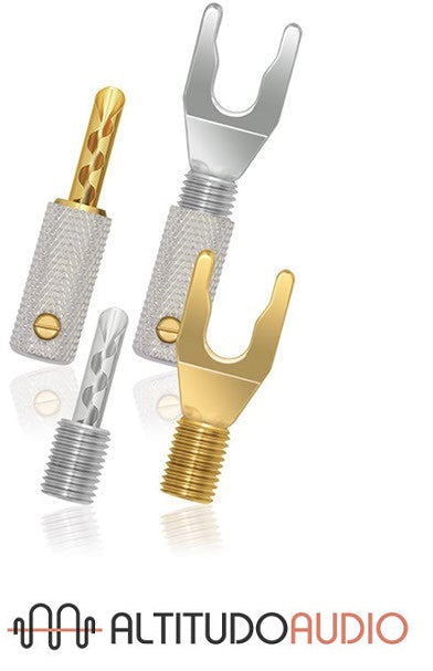 WireWorld Uni-Term Silver Spade Speaker Cable Connectors (Set of 8)