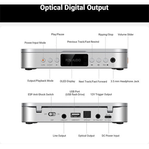 Fosi Audio Merak CD Player with Integrated DAC & Headphone Amplifier