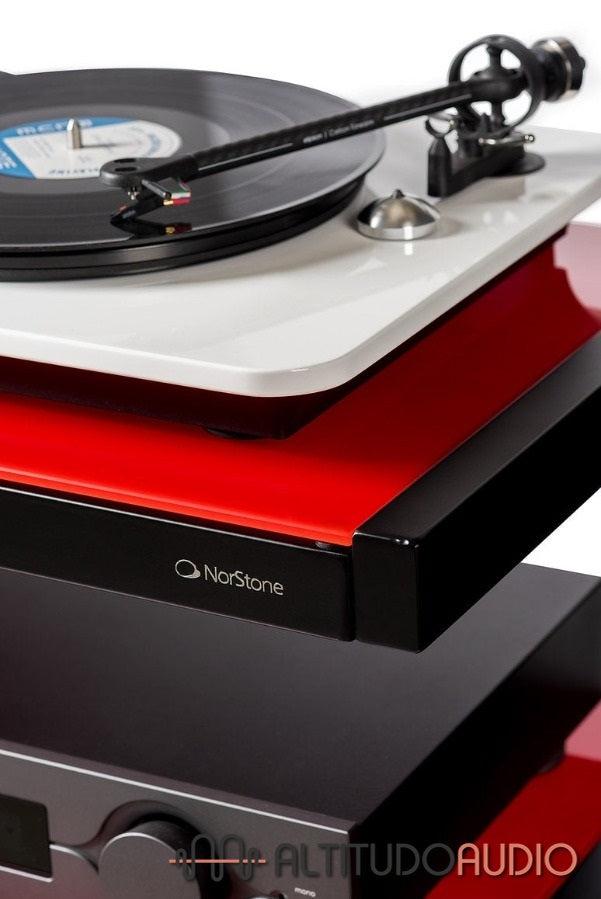 NorStone Designs Esse HiFi Vinyl (Red glass shelves) Rack for turntable and  components with vinyl storage at Crutchfield