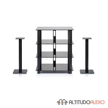 Epur 4 Hi-Fi Cabinet 4 Shelves Rack Black Satin